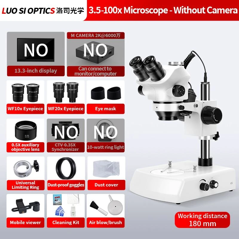 Industrial Stereo Microscope, Trinocular Top And Bottom Light Source,3.5-100X Magnification For Watch Identification